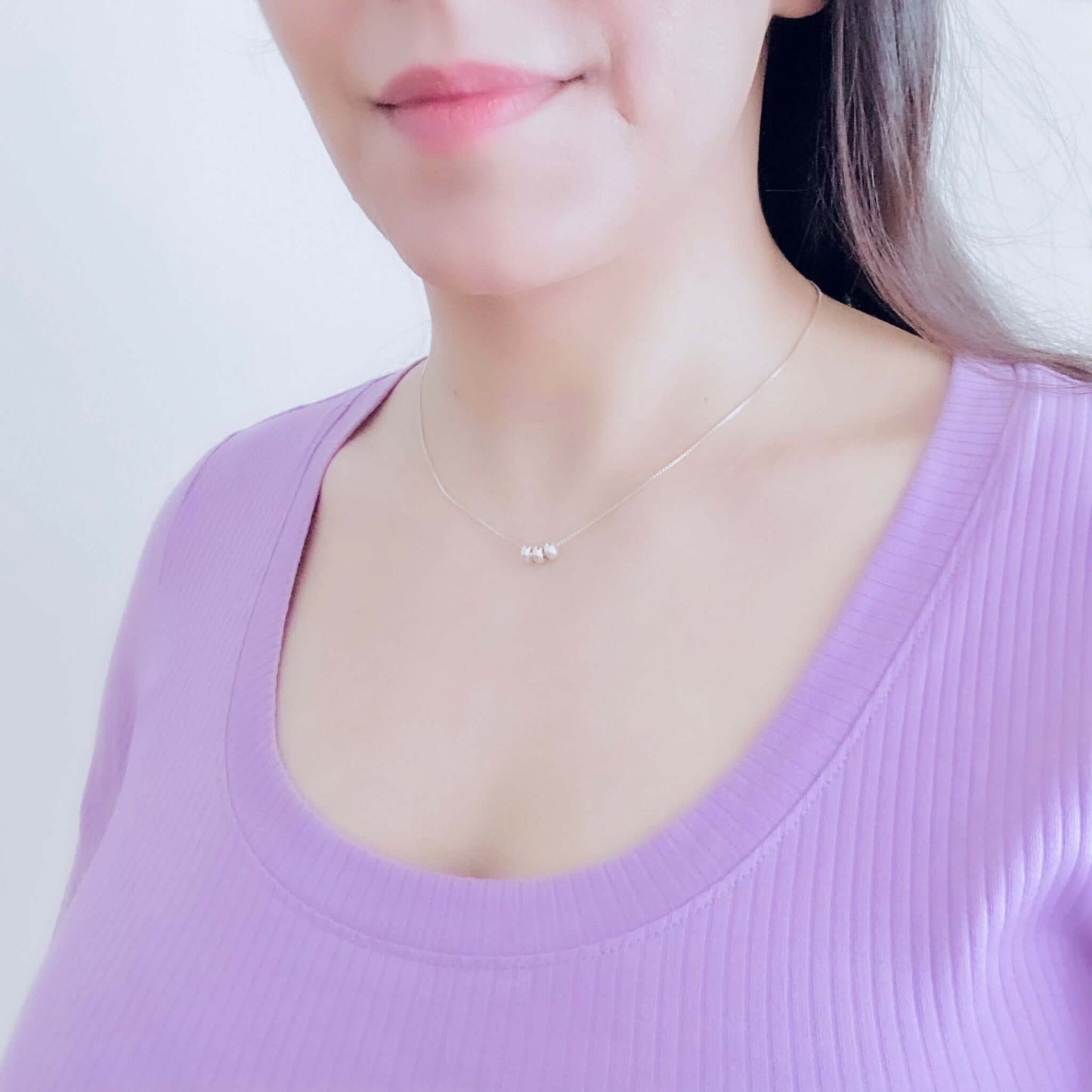 Minimalist silver luck rings, Necklace