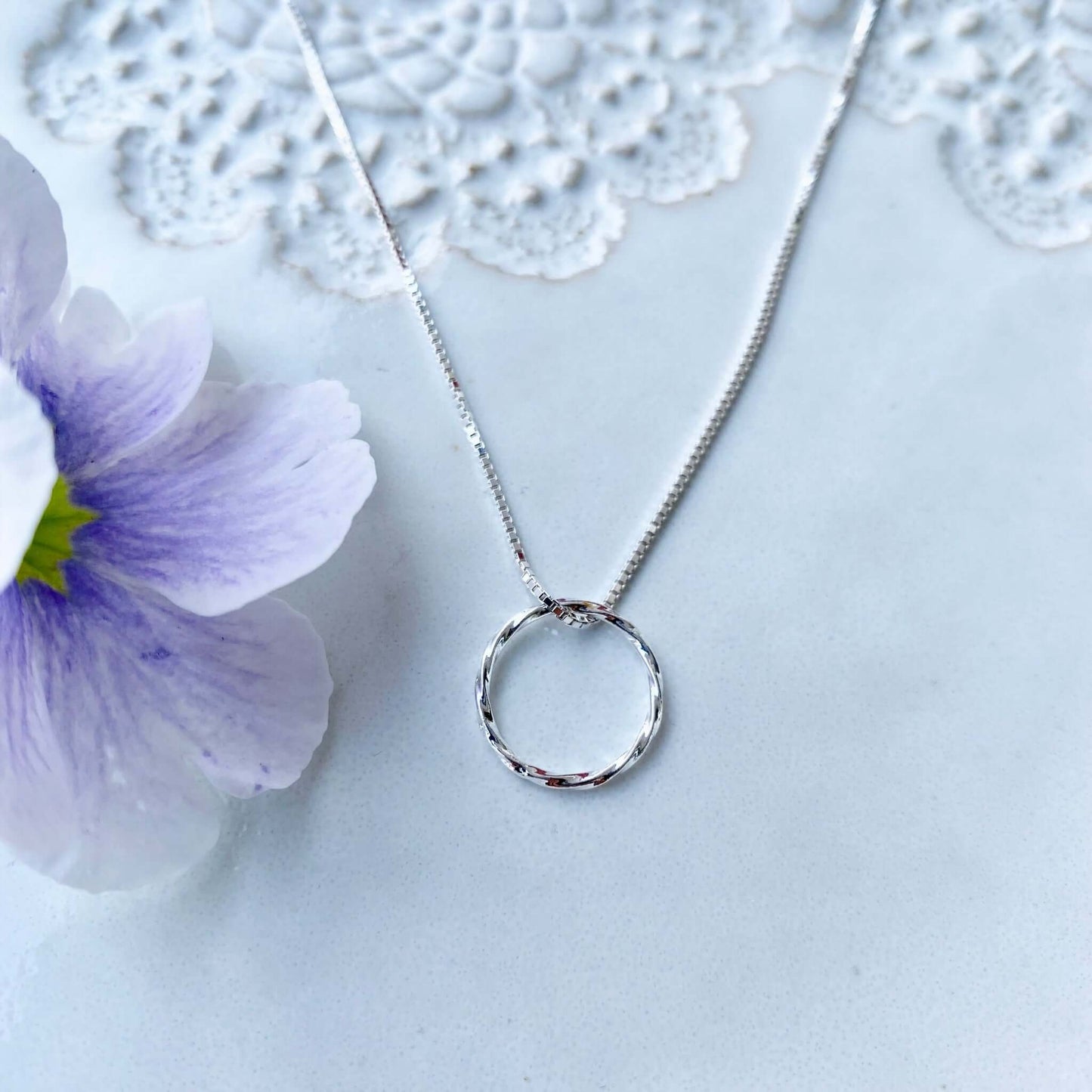 Twisted silver ring (small), Necklace