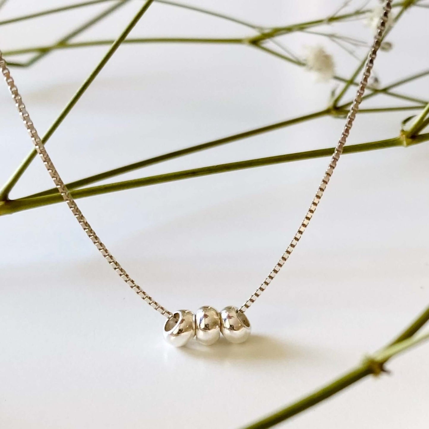 Minimalist silver luck rings, Necklace
