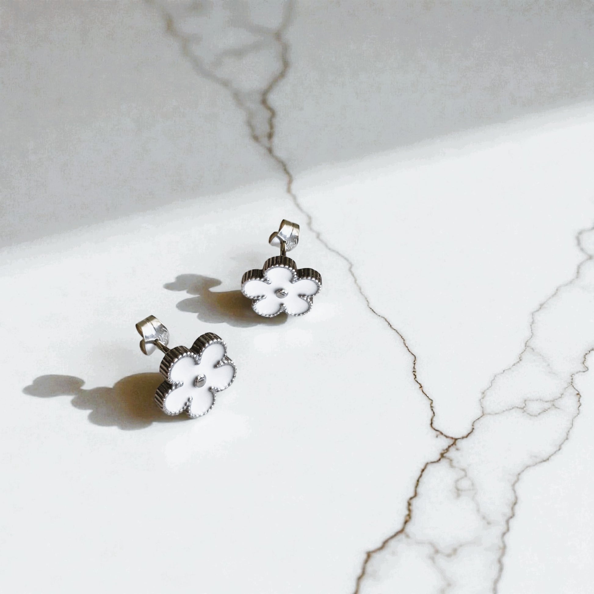 Bright flora silver studs