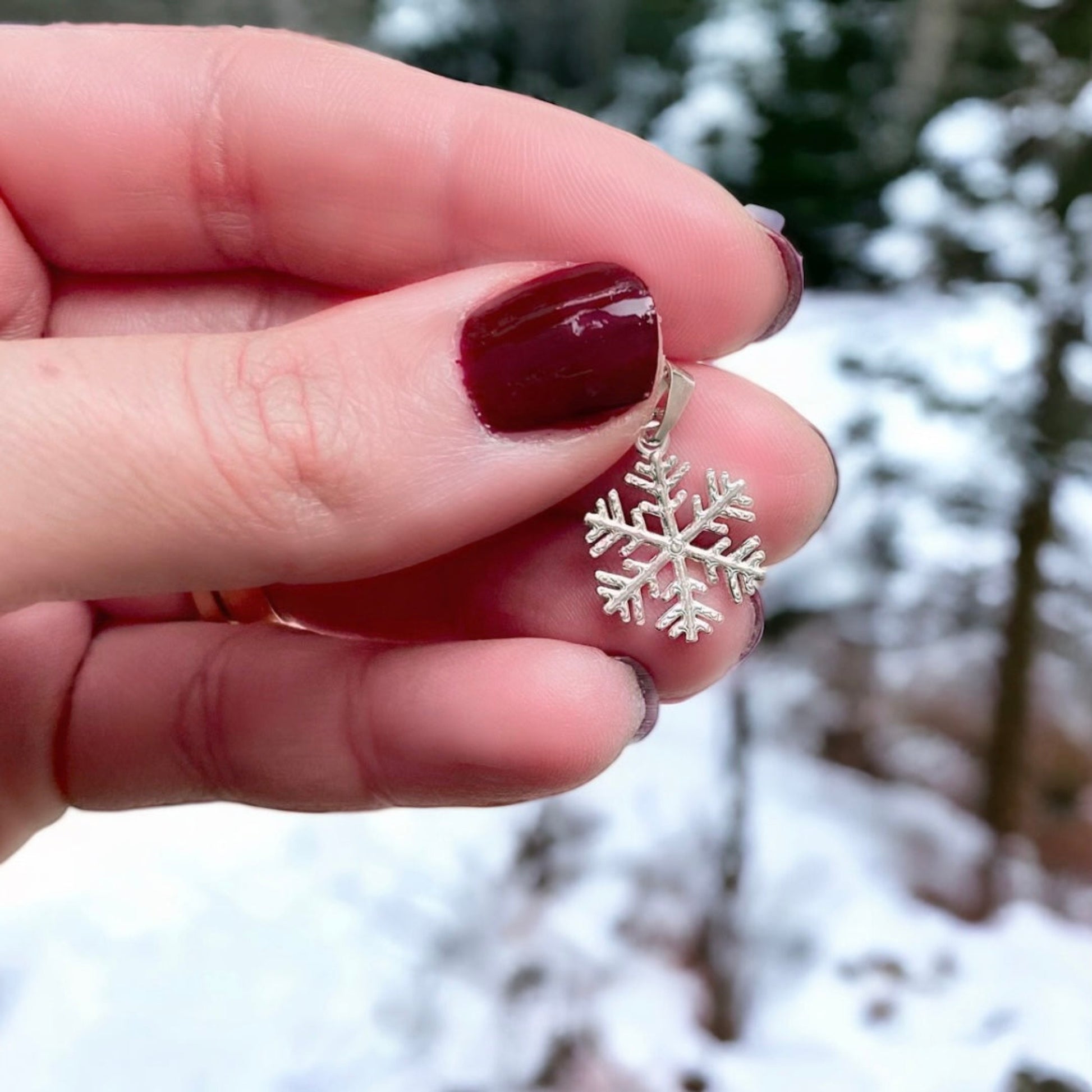 Snöflinga silver hänge julklapp